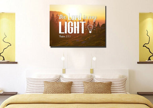 Psalm 27:1 The Lord is my Light Canvas Wall Art Print