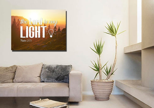Psalm 27:1 The Lord is my Light Canvas Wall Art Print
