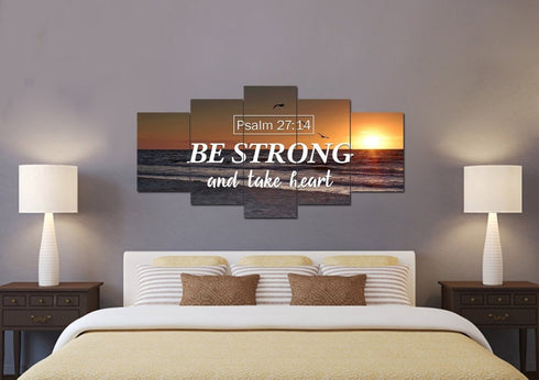 Psalm 27:14 Be Strong and Take Heart Canvas Wall Art Print