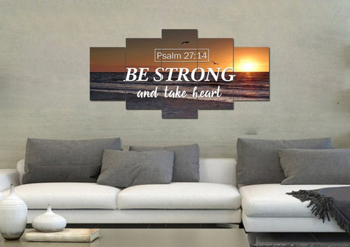 Psalm 27:14 Be Strong and Take Heart Canvas Wall Art Print