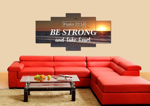 Psalm 27:14 Be Strong and Take Heart Canvas Wall Art Print