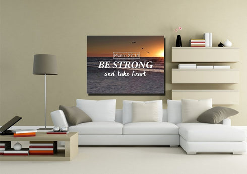 Psalm 27:14 Be Strong and Take Heart Canvas Wall Art Print