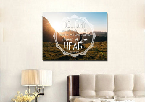 Psalm 37:4 Delight Yourself in the Lord Canvas Wall Art Print