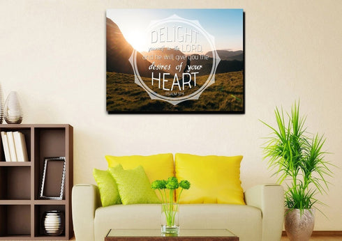 Psalm 37:4 Delight Yourself in the Lord Canvas Wall Art Print