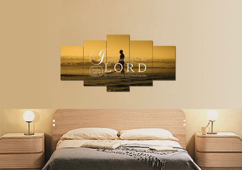 Psalm 40:1 I waited patiently for the Lord Canvas Wall Art Print