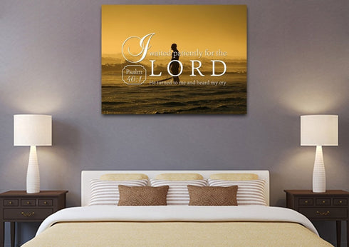 Psalm 40:1 I waited patiently for the Lord Canvas Wall Art Print
