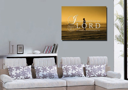 Psalm 40:1 I waited patiently for the Lord Canvas Wall Art Print