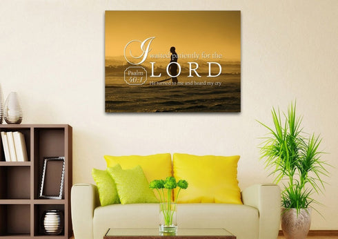 Psalm 40:1 I waited patiently for the Lord Canvas Wall Art Print