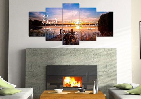 Psalm 46:1 God is our Refuge and Strength Canvas Wall Art Print
