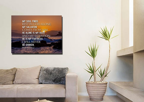 Psalm 62:1-2 Canvas Wall Art Print