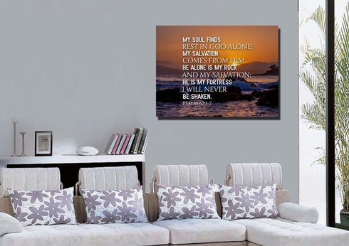Psalm 62:1-2 Canvas Wall Art Print