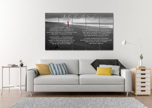 Red Jacket #12 Footprints in the Sand Wall Art & Decor