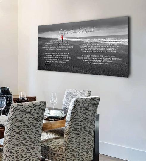 Red Jacket #12 Footprints in the Sand Wall Art & Decor