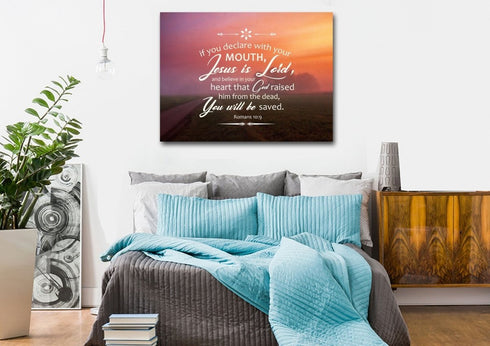 Romans 10:9 Canvas Wall Art Print