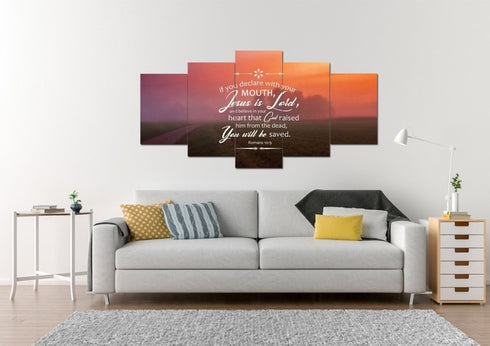 Romans 10:9 Canvas Wall Art Print