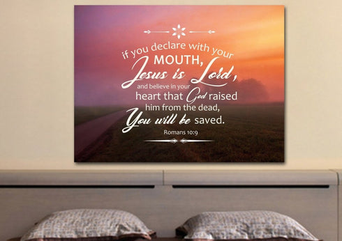Romans 10:9 Canvas Wall Art Print