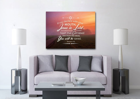 Romans 10:9 Canvas Wall Art Print