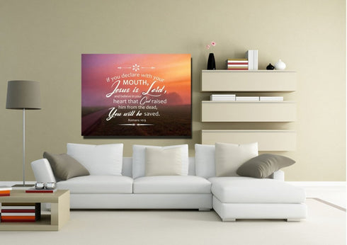 Romans 10:9 Canvas Wall Art Print