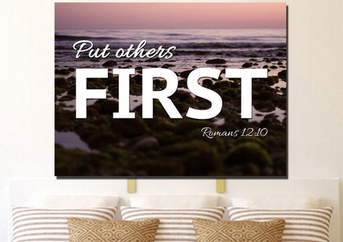 Romans 12:10 Put Others First Canvas Wall Art Print