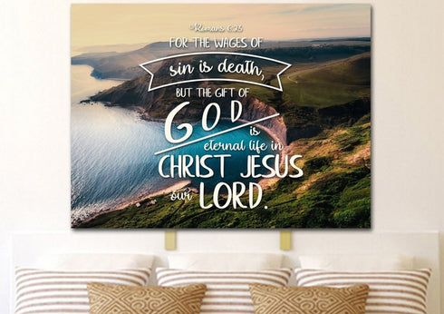 Romans 6:23 The Gift of God is Eternal Life Canvas Wall Art Print