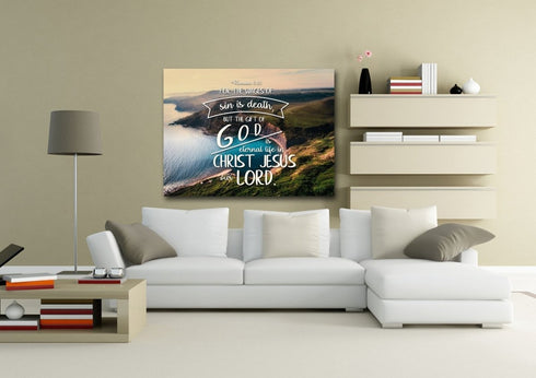 Romans 6:23 The Gift of God is Eternal Life Canvas Wall Art Print