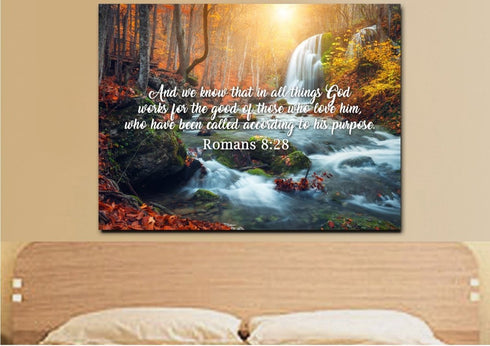 Romans 8:28 God works for the Good Canvas Wall Art Print
