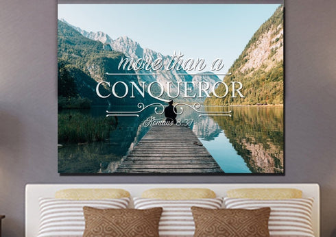 Romans 8:37 Canvas Wall Art Print - Christian Walls