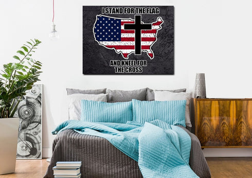 Stand for the Cross, Kneel for the Flag #12 American Flag Patriotic Wall Art