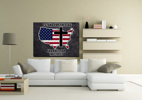 Stand for the Cross, Kneel for the Flag #12 American Flag Patriotic Wall Art