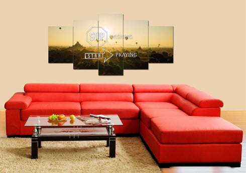 Stop Wishing, Start Praying Canvas Wall Art Print