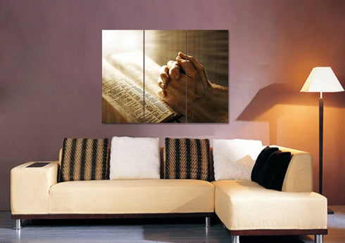 Sunshine on Holy Bible & Praying Hands Wall Art #15
