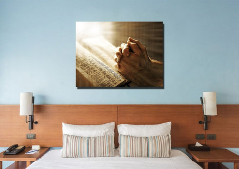 Sunshine on Holy Bible & Praying Hands Wall Art #15