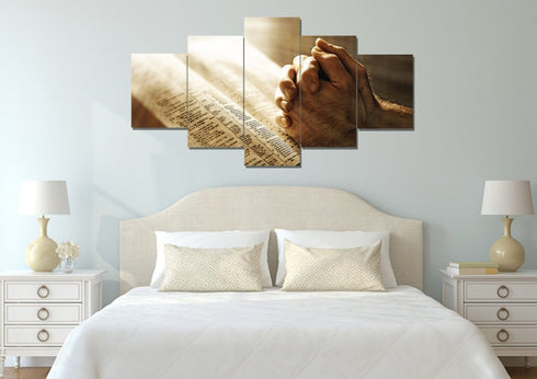 Sunshine on Holy Bible & Praying Hands Wall Art #15
