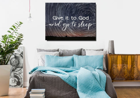 Swirly Stars #6 Give it to God and Go to Sleep Sign, Wall Art & Decor