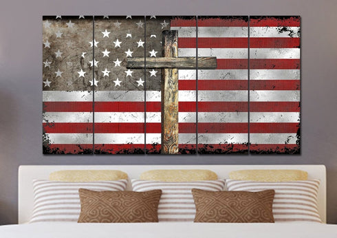 The Cross #2 American Flag Patriotic Wall Art