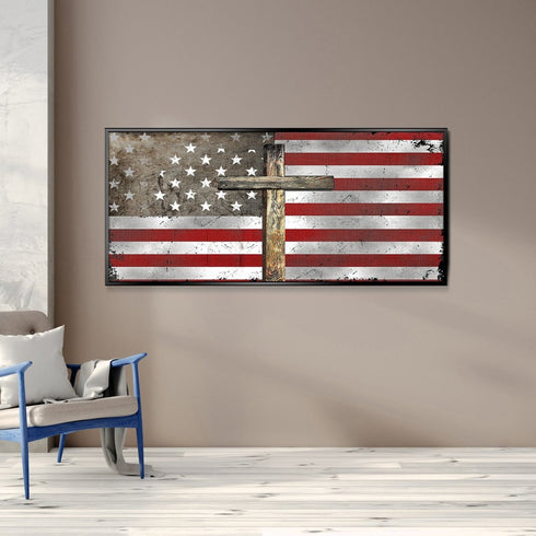 The Cross #2 American Flag Patriotic Wall Art