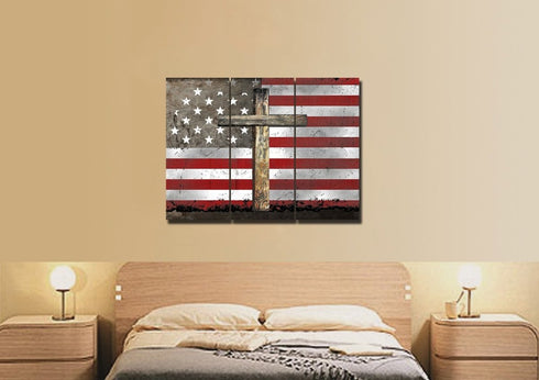 The Cross #2 American Flag Patriotic Wall Art