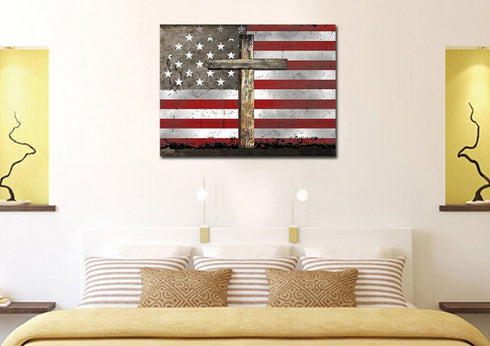 The Cross #2 American Flag Patriotic Wall Art