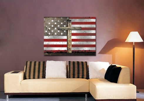 The Cross #2 American Flag Patriotic Wall Art