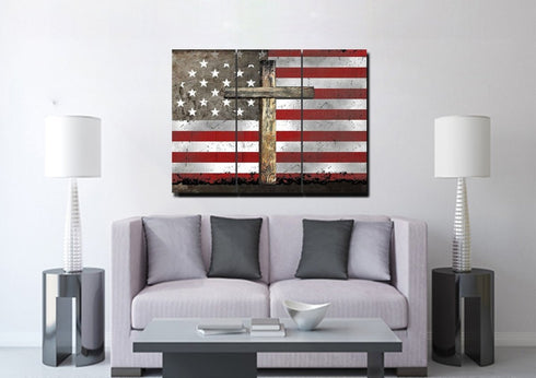 The Cross #2 American Flag Patriotic Wall Art