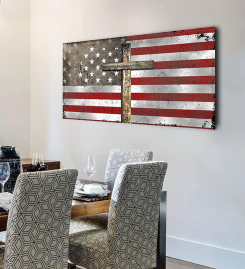 The Cross #2 American Flag Patriotic Wall Art