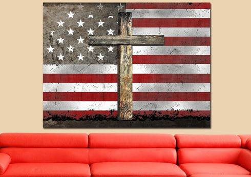 The Cross #2 American Flag Patriotic Wall Art