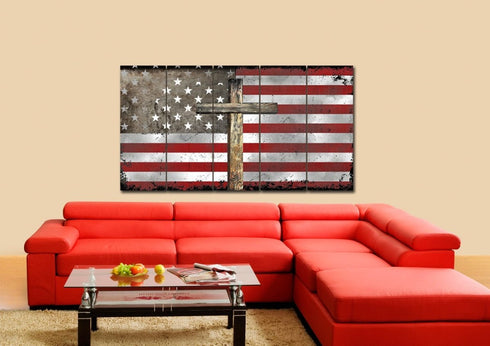 The Cross #2 American Flag Patriotic Wall Art