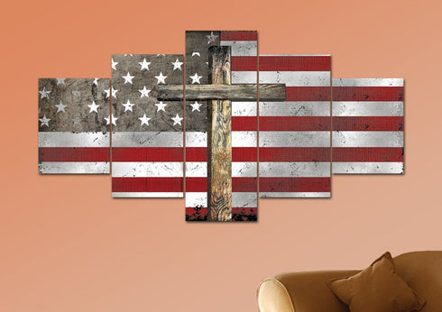 The Cross #2 American Flag Patriotic Wall Art