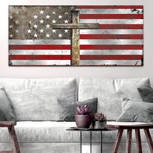 The Cross #2 American Flag Patriotic Wall Art