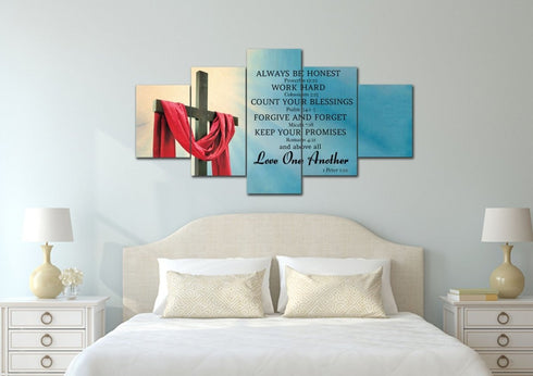 The Cross #31 scripture (Proverbs 12:22, Colossians 3:23, Psalm 34:1, Romans 4:21)