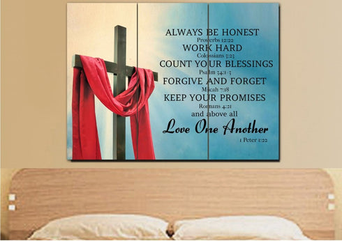 The Cross #31 scripture (Proverbs 12:22, Colossians 3:23, Psalm 34:1, Romans 4:21)