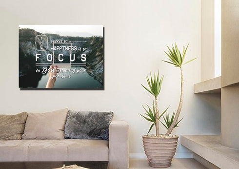 The Secret to Happiness is To Focus on God Wall Art Canvas Print