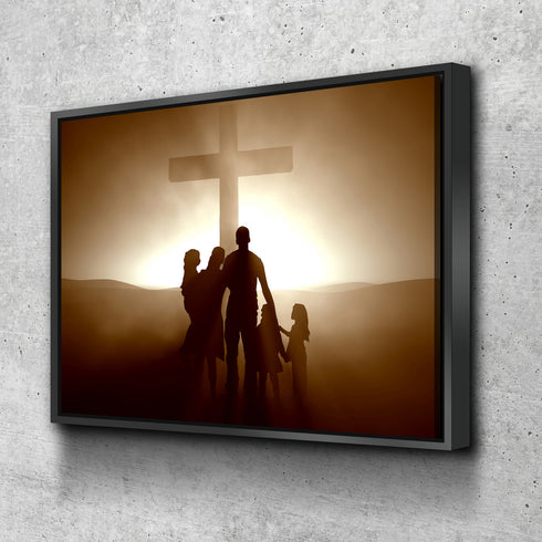 Family in Front of Cross #8 Wall Art