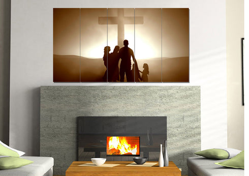 Family in Front of Cross #8 Wall Art